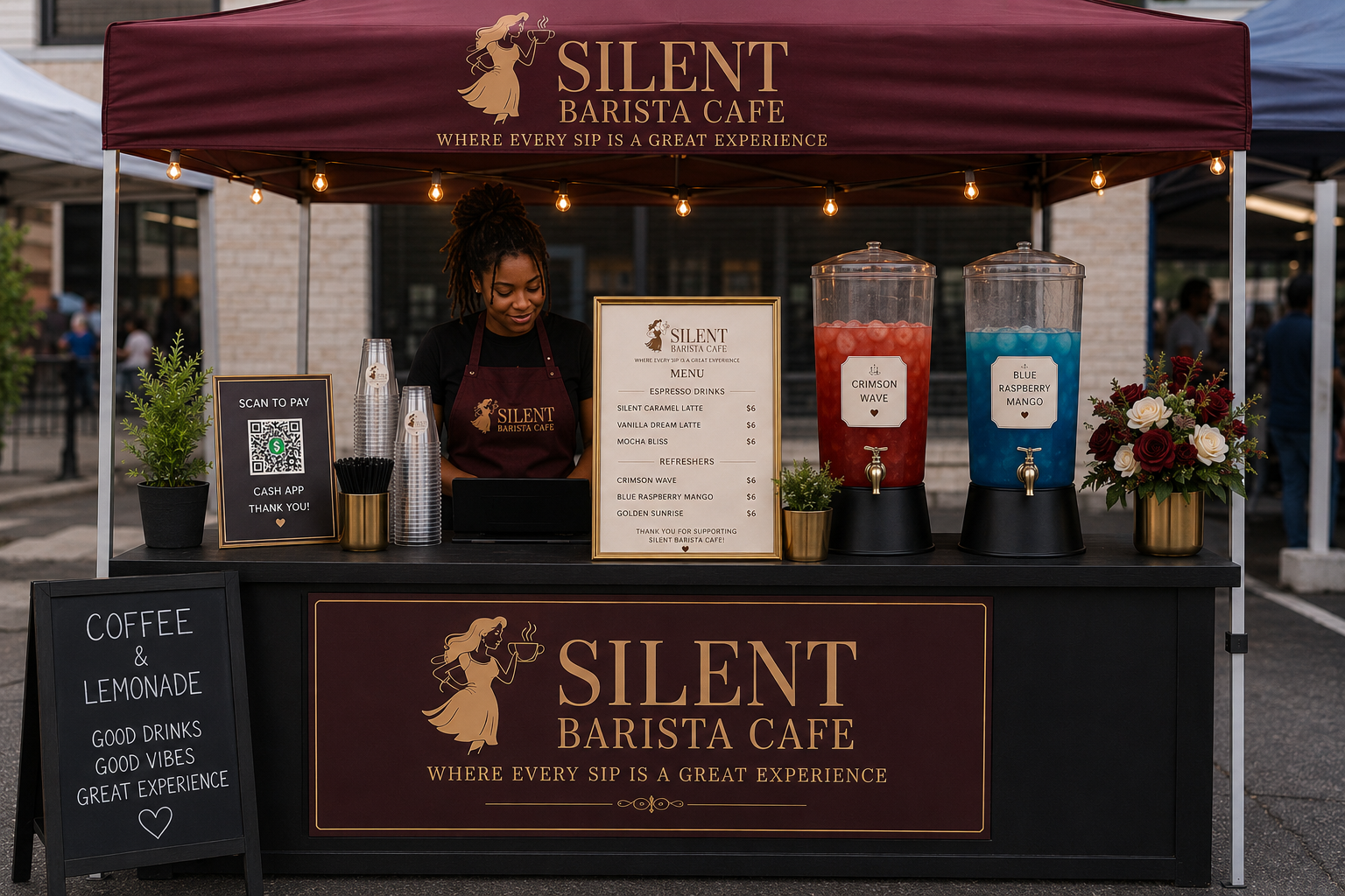 Silent Barista Café mobile espresso and lemonade bar at an outdoor event