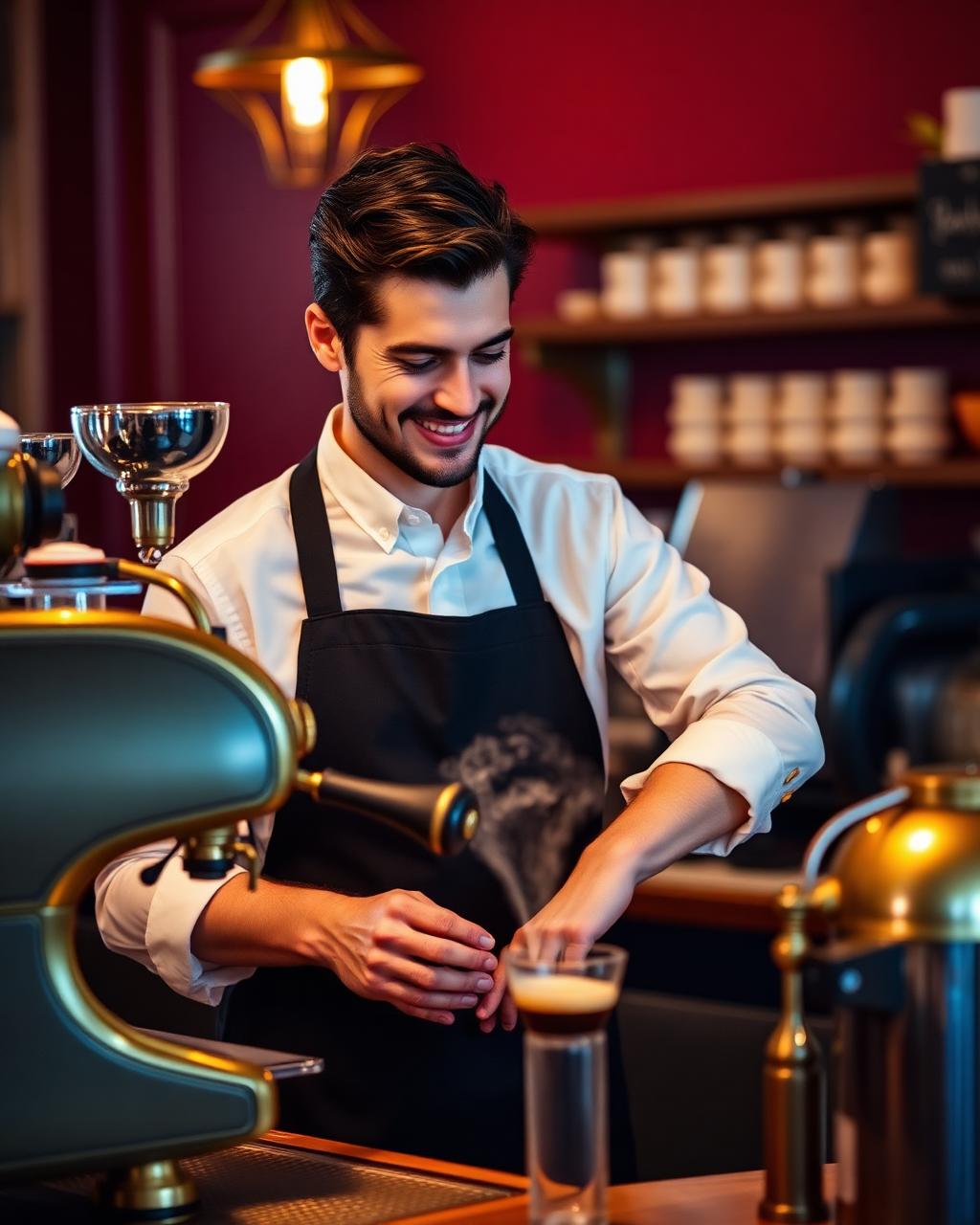 Master barista crafting espresso