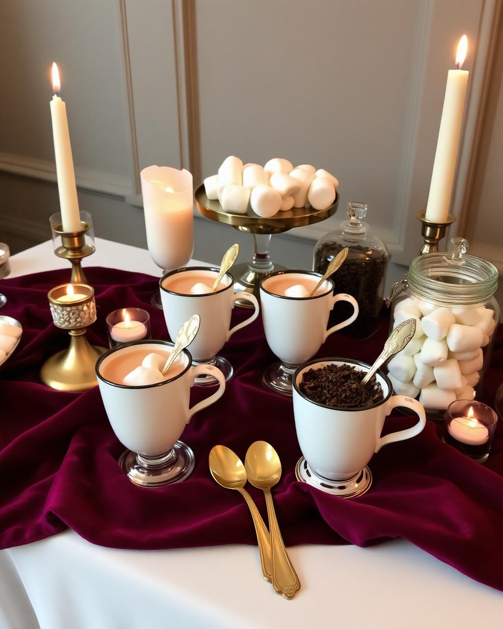 Luxury hot chocolate bar with marshmallows